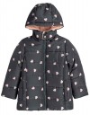 Μπουφάν για κορίτσι με κουκούλα ανθρακί-ροζ allover print καρδούλες, Regular Fit, 100% πολυεστέρας. Μπουφάν για κορίτσι με κουκούλα ανθρακί-ροζ allover print καρδούλες, Regular Fit, 100% πολυεστέρας.