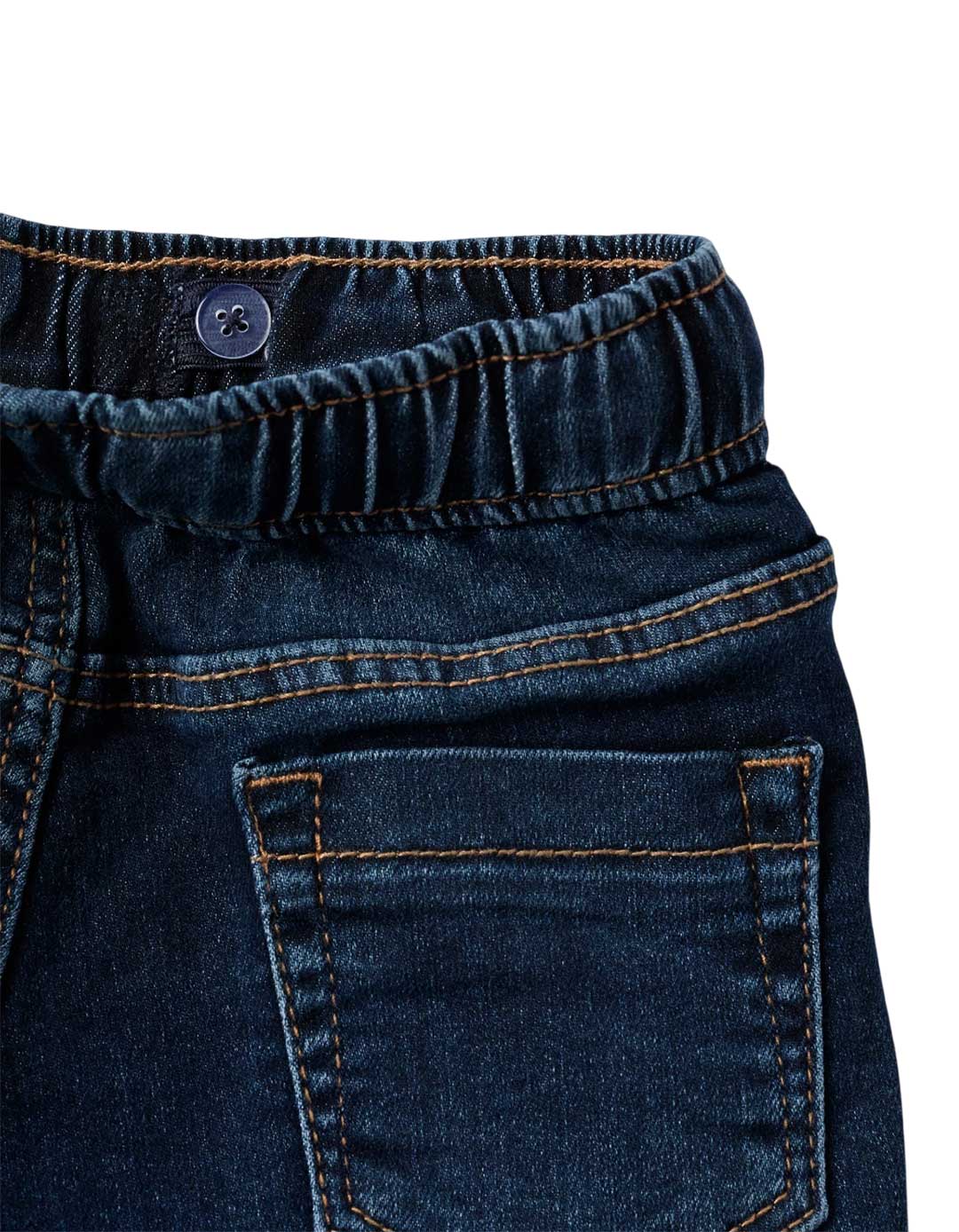 Παιδικό τζιν σορτς για αγόρι, σκούρο μπλε, με λάστιχο και κορδόνι στη μέση,slim Fit, 100% βαμβάκι.