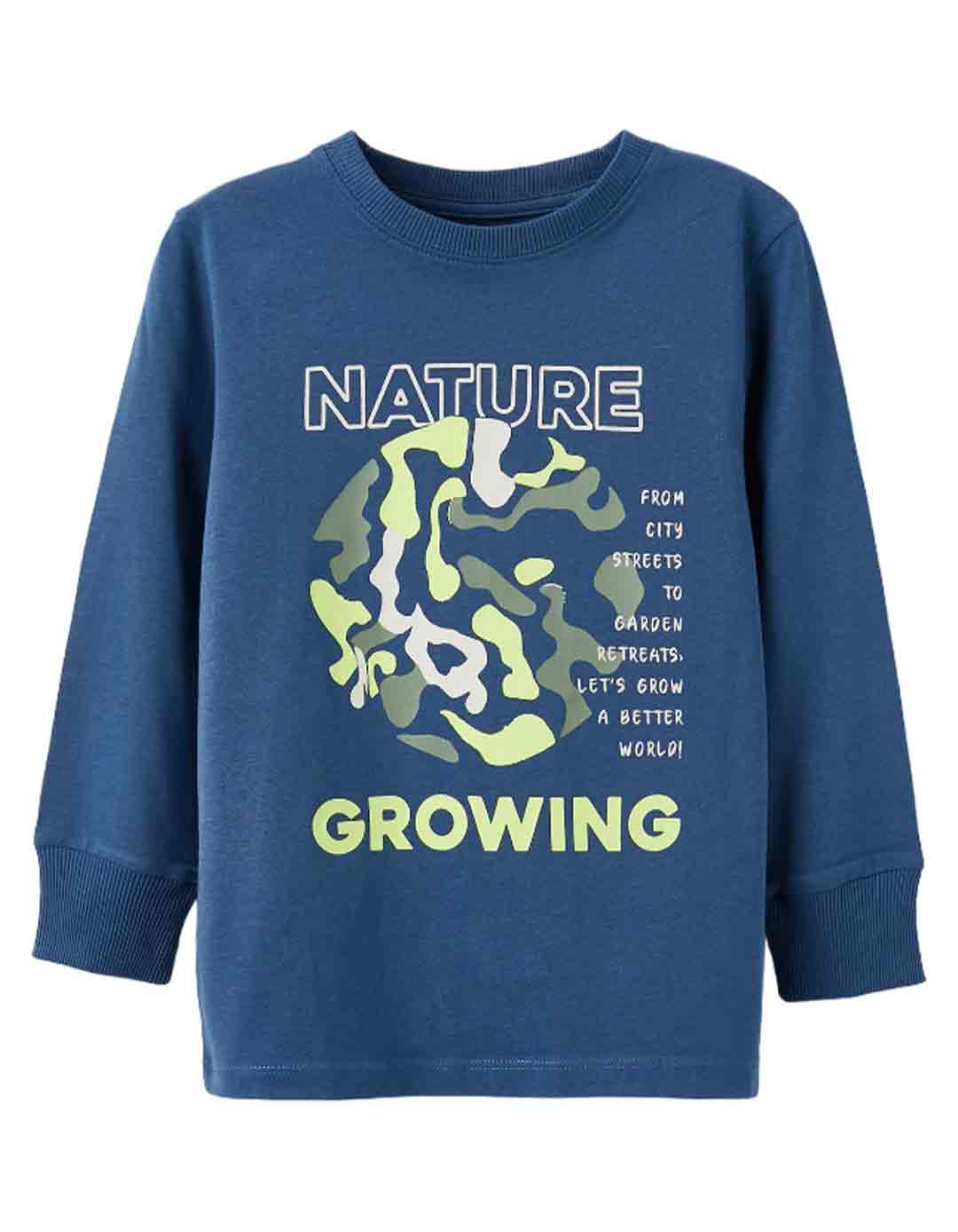 Παιδικό μακρυμάνικό μπλουζάκι για αγόρι, μπλε, Slim Fit, 100% βαμβάκι.