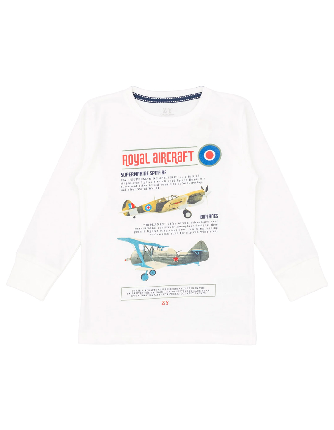 Παιδικό μακρυμάνικό μπλουζάκι για αγόρι, εκρού, Slim Fit, 100% βαμβάκι. Παιδικό μακρυμάνικό μπλουζάκι για αγόρι, εκρού, Slim Fit, 100% βαμβάκι.