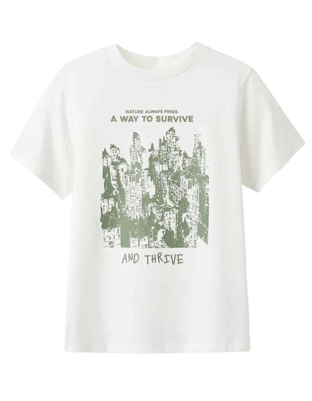 Παιδική κοντομάνική μπλούζα για αγόρι, slim fit, εκρού, 100% βαμβάκι. Παιδική κοντομάνική μπλούζα για αγόρι, slim fit, εκρού, 100% βαμβάκι.