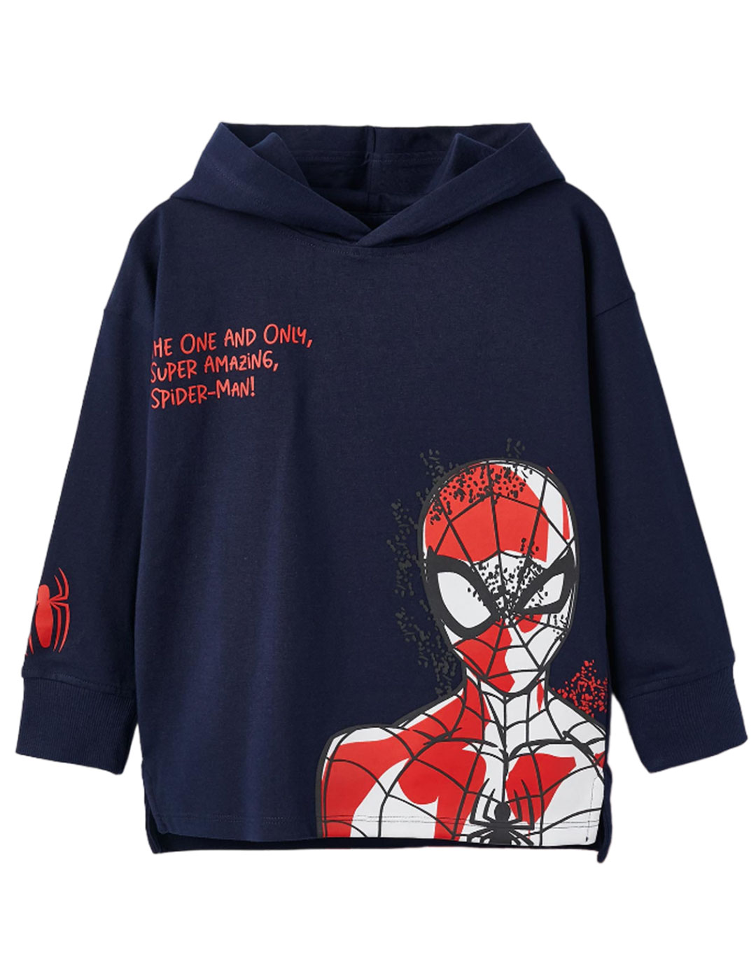Παιδικό μακρυμάνικό μπλουζάκι με κουκούλα για αγόρι ''SPIDER-MAN'',μπλε, Slim Fit, 100% βαμβάκι.