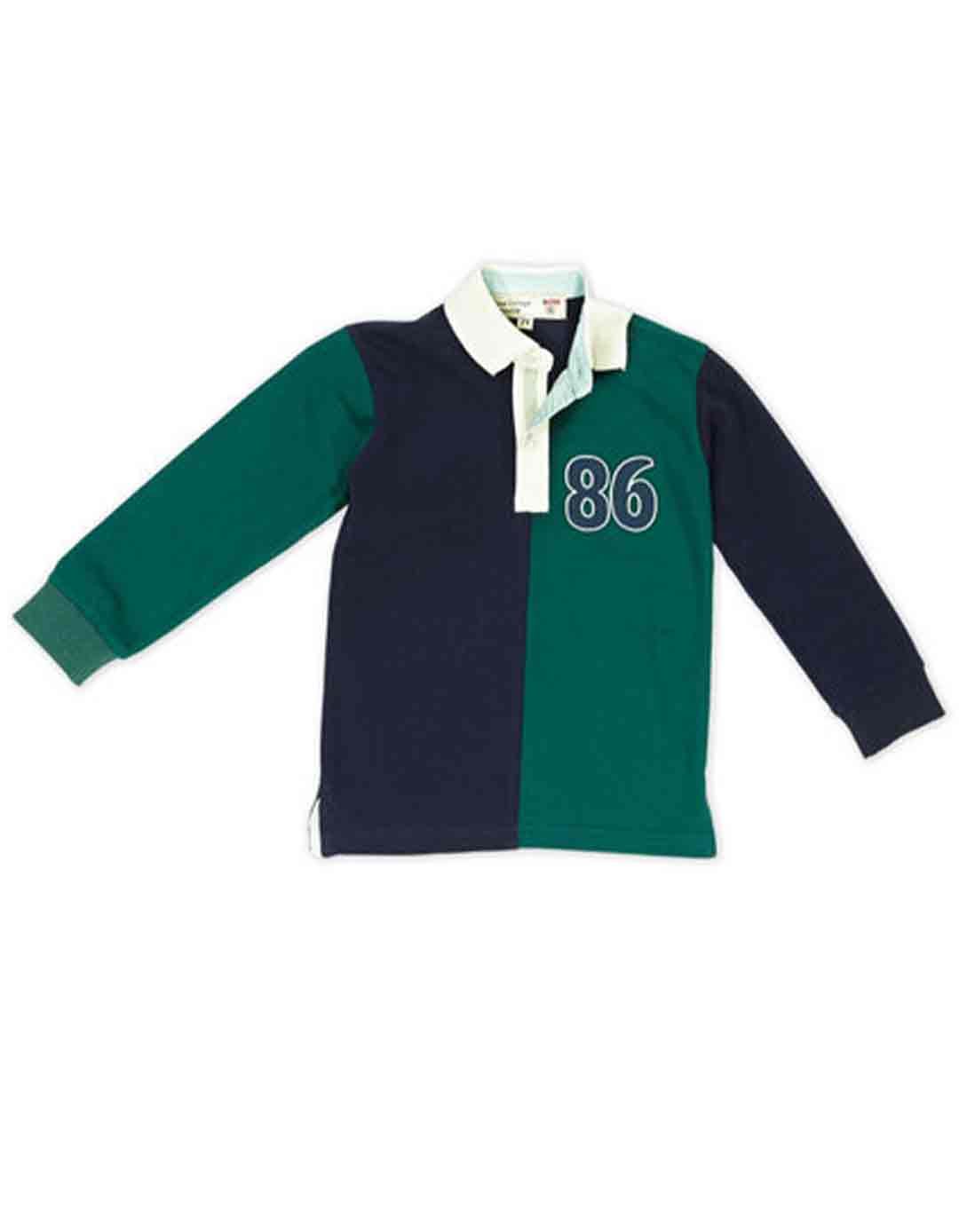 Παιδική μακρυμάνικη μπλούζα για αγόρι, μπλε-πράσινη, Regular Fit, 100% βαμβάκι.