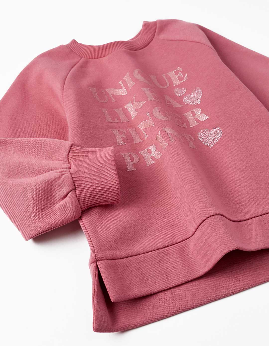 Παιδικό φούτερ για κορίτσι, ροζ, Slim Fit, 40% βαμβάκι, 60% πολυεστέρας.