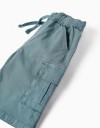 Παιδική βερμούδα cargo για αγόρι, πετρόλ, Slim Fit, 98% βαμβάκι, 2% ελαστάνη.
