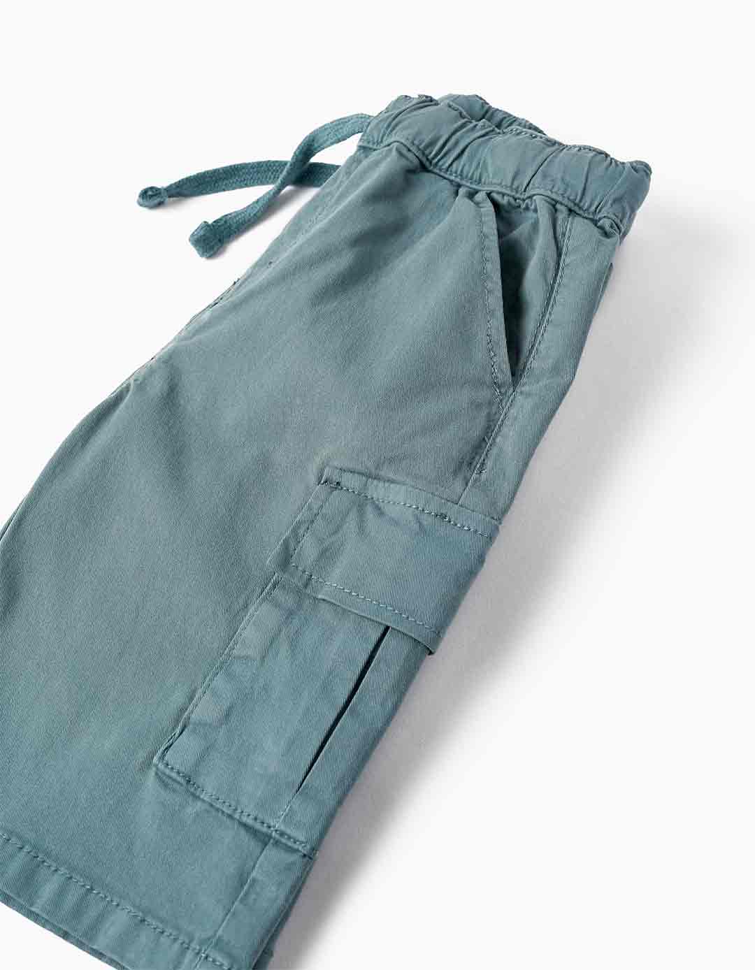 Παιδική βερμούδα cargo για αγόρι, πετρόλ, Slim Fit, 98% βαμβάκι, 2% ελαστάνη.