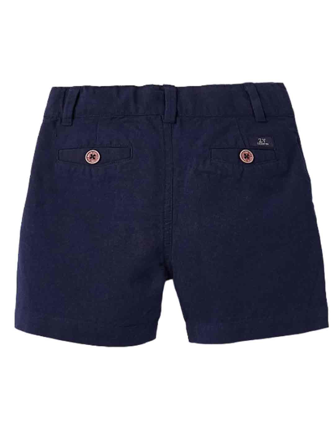 Παιδική βερμούδα για αγόρι, slim fit, 86% βαμβάκι 14% λινό, μπλε.