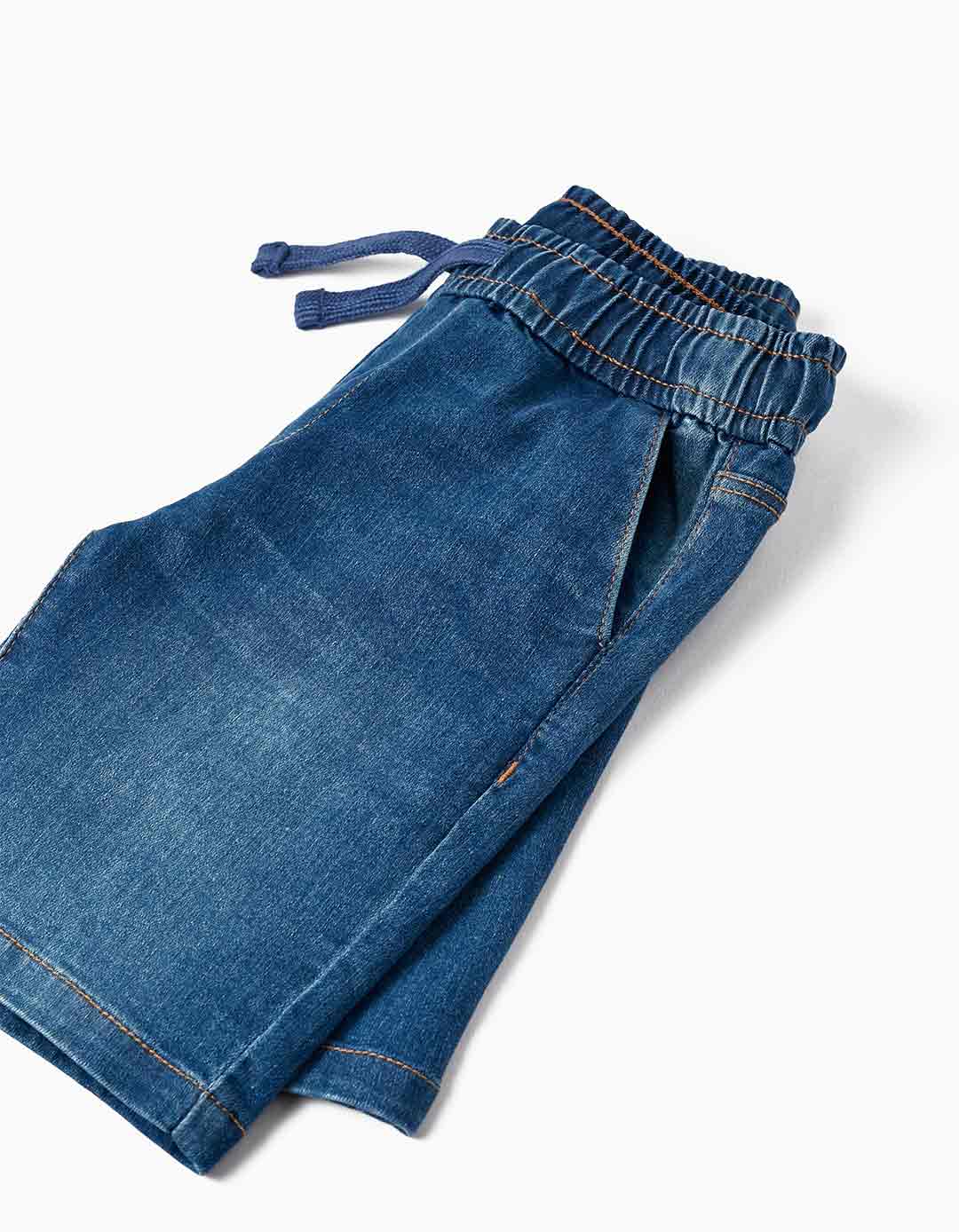 Παιδικό τζιν βερμούδα για αγόρι, μπλε, Slim Fit, 82% βαμβάκι, 17% πολυεστέρας, 1% ελαστάνη.