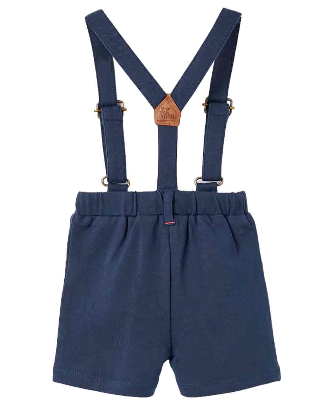 Παιδική βερμούδα  με τιράντες για αγόρι, slim fit,96% βαμβακί 4% ελαστάνη, μπλε.