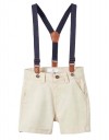 Παιδική βερμούδα  με τιράντες για αγόρι, slim fit,98% βαμβάκι 2% ελαστάνη, μπεζ.