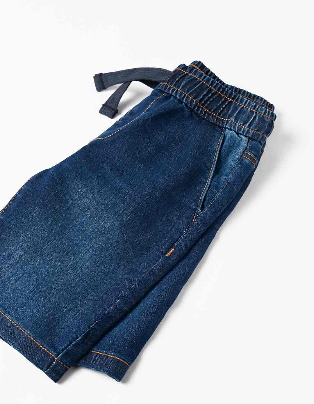 Παιδική βερμούδα τζιν για αγόρι, μπλε, Slim Fit, 98% βαμβάκι, 2% ελαστάνη.