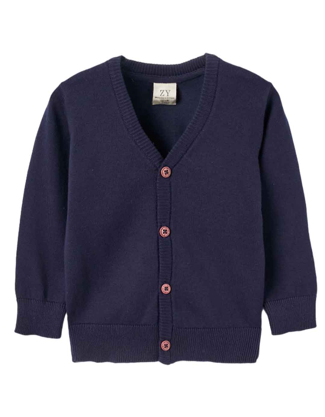 Πλεκτή ζακέτα για αγόρι, μπλε, Slim Fit, 70% βαμβάκι, 30% πολυαμίδιο.