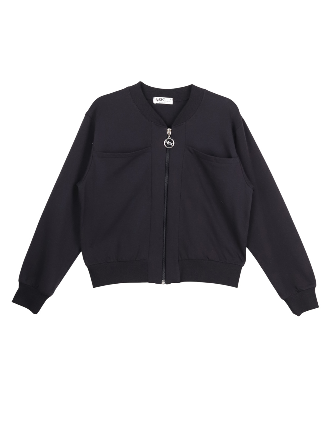 Παιδική Μαύρη Ζακέτα NEK Kids Wear για Κορίτσι 6-16 Ετών. Regular Fit, 100% βαμβάκι.