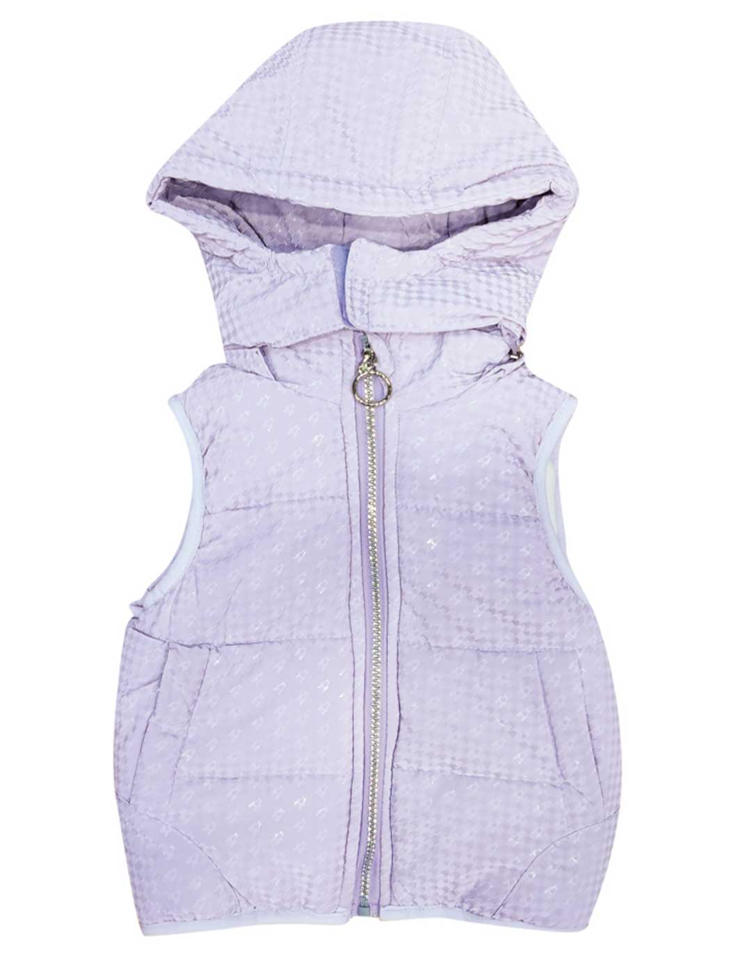 Αμάνικο μπουφάν με κουκούλα για κορίτσι , λιλά.