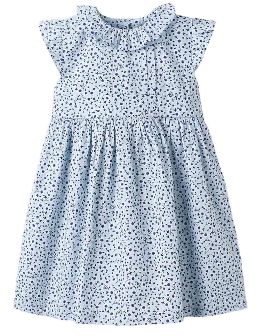 Παιδικό φόρεμα με βολάν, γαλάζιο, 100% βαμβάκι,Regular Fit .