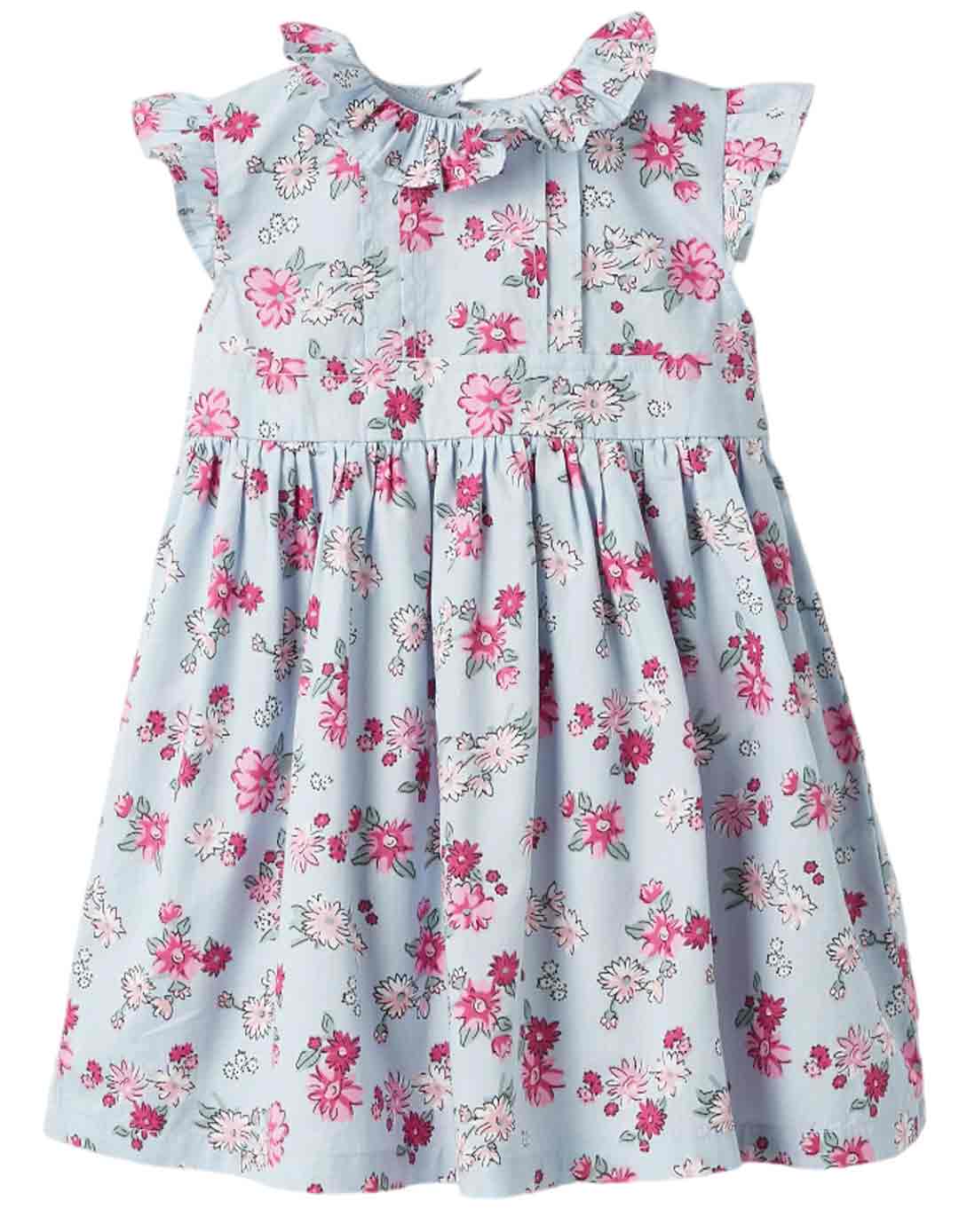 Παιδικό φόρεμα με βολάν, γαλάζιο, 100% βαμβάκι,Regular Fit .