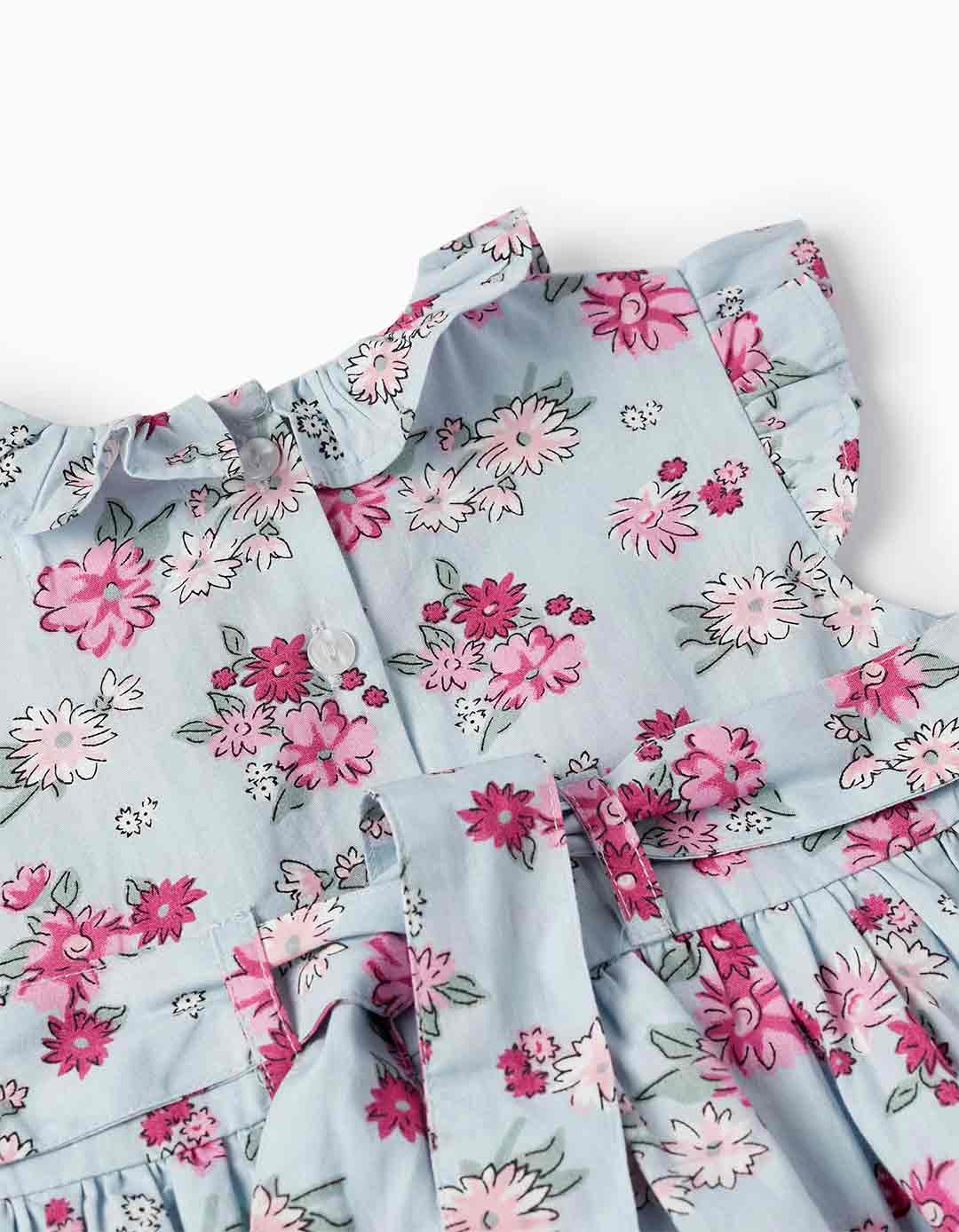 Παιδικό φόρεμα με βολάν, γαλάζιο, 100% βαμβάκι,Regular Fit . Παιδικό φόρεμα με βολάν, γαλάζιο, 100% βαμβάκι,Regular Fit .