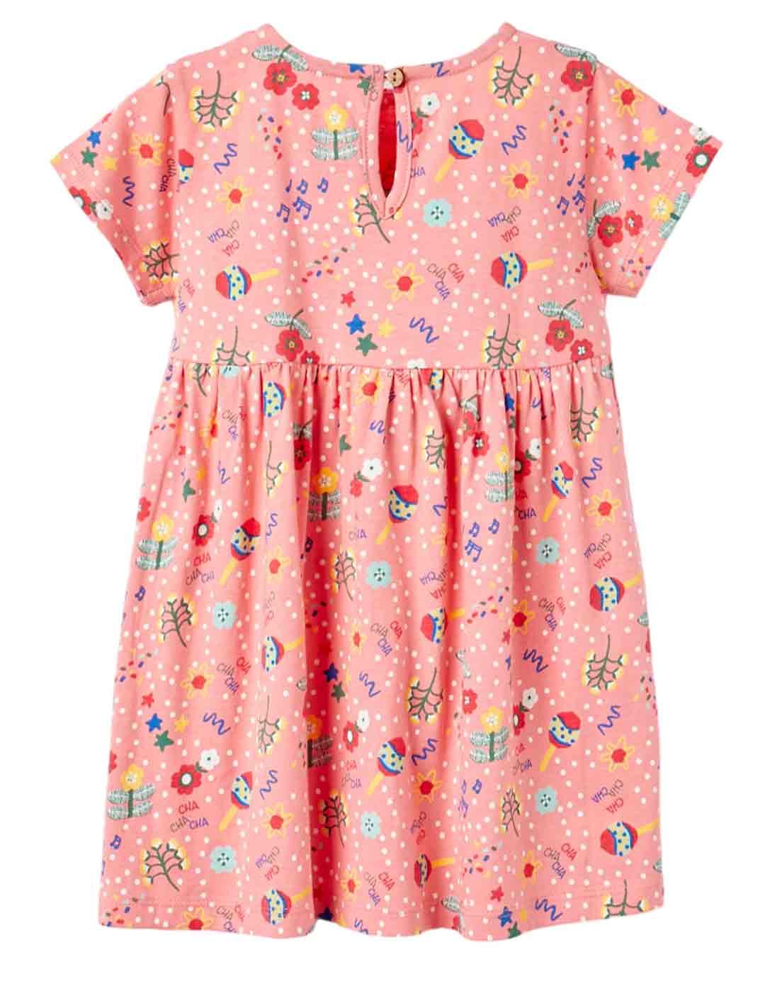 Παιδικό φόρεμα με φλοράλ στάμπα, κοραλί, 100% βαμβάκι,Regular Fit.