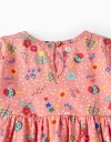 Παιδικό φόρεμα με φλοράλ στάμπα, κοραλί, 100% βαμβάκι,Regular Fit.
