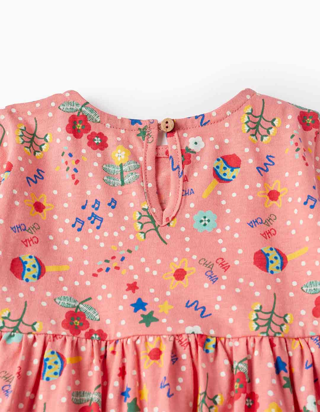 Παιδικό φόρεμα με φλοράλ στάμπα, κοραλί, 100% βαμβάκι,Regular Fit.
