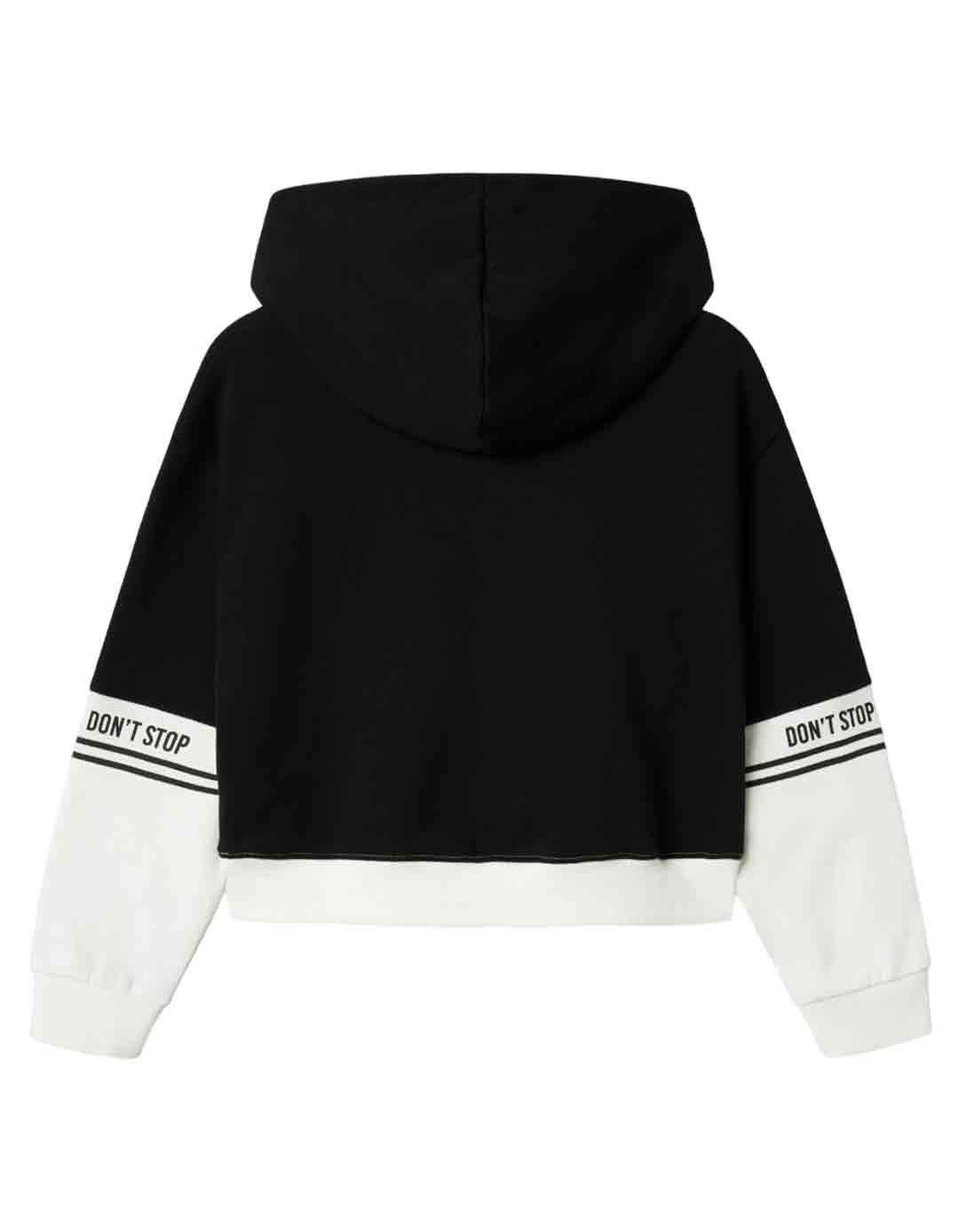 Φούτερ NAME IT για κορίτσι 8-14 ετών μαύρο-λευκό με κουκούλα Παιδικό φούτερ για κορίτσι με κουκούλα σε μαύρο και λευκό χρώμα