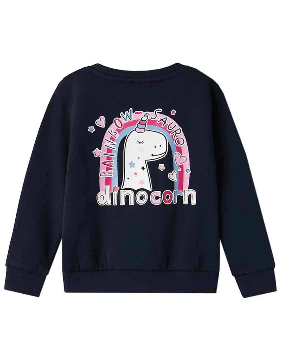 Παιδική μπλούζα φούτερ χωρίς χνούδι για κορίτσι μπλε, με στάμπα, Regular Fit, 100% βαμβάκι.