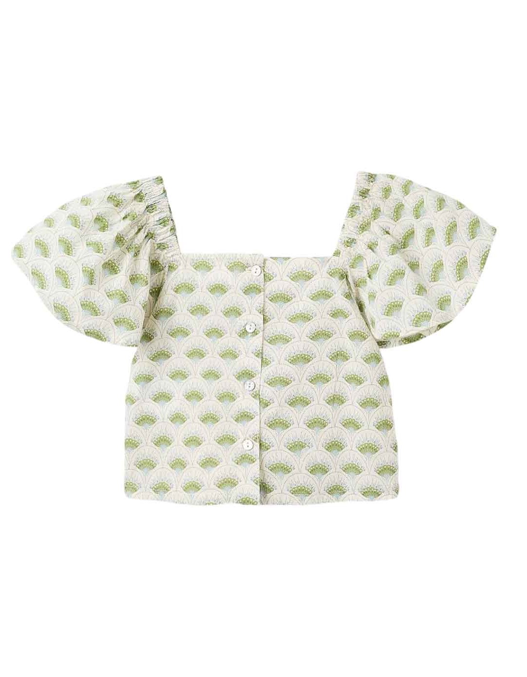 Παιδικό μπλουζάκι Zippy για κορίτσι με βεντάλιες Μπλουζάκι με φουσκωτά μανίκια και μοτίβο για κορίτσι