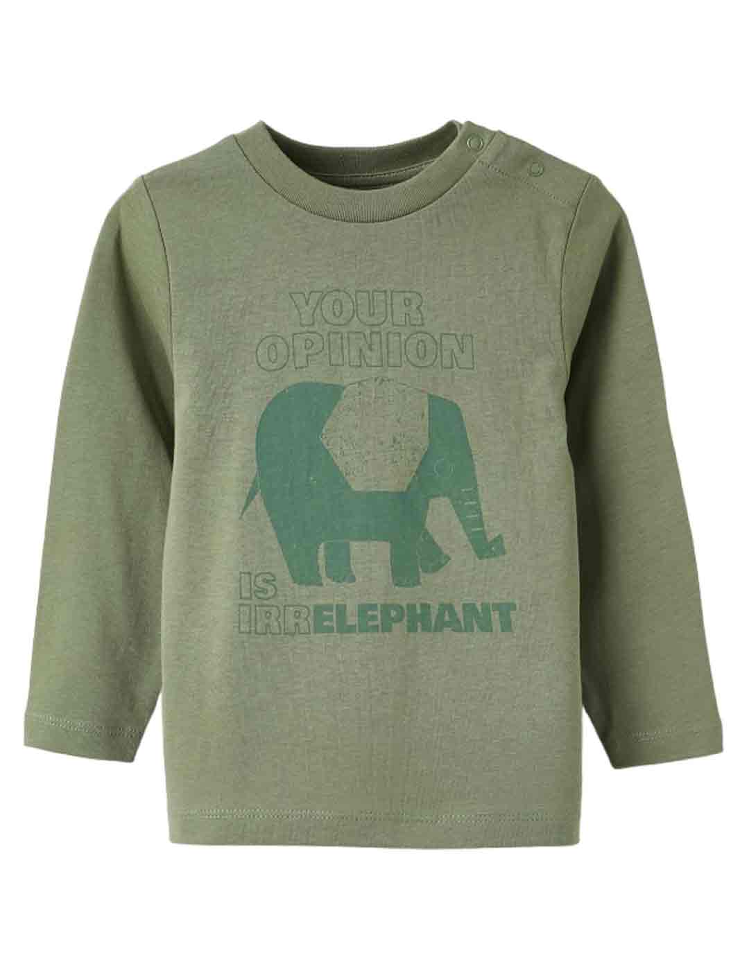 Παιδικό μακρυμάνικό μπλουζάκι για αγόρι, χακί, Slim Fit, 100% βαμβάκι.