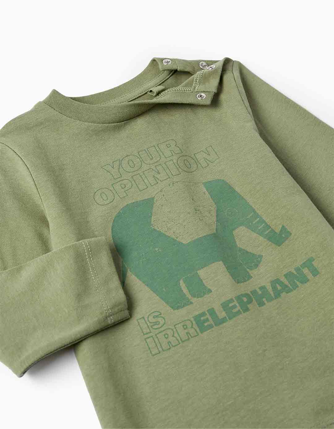 Βρεφική μπλούζα Zippy με ελέφαντα σε χακί χρώμα
