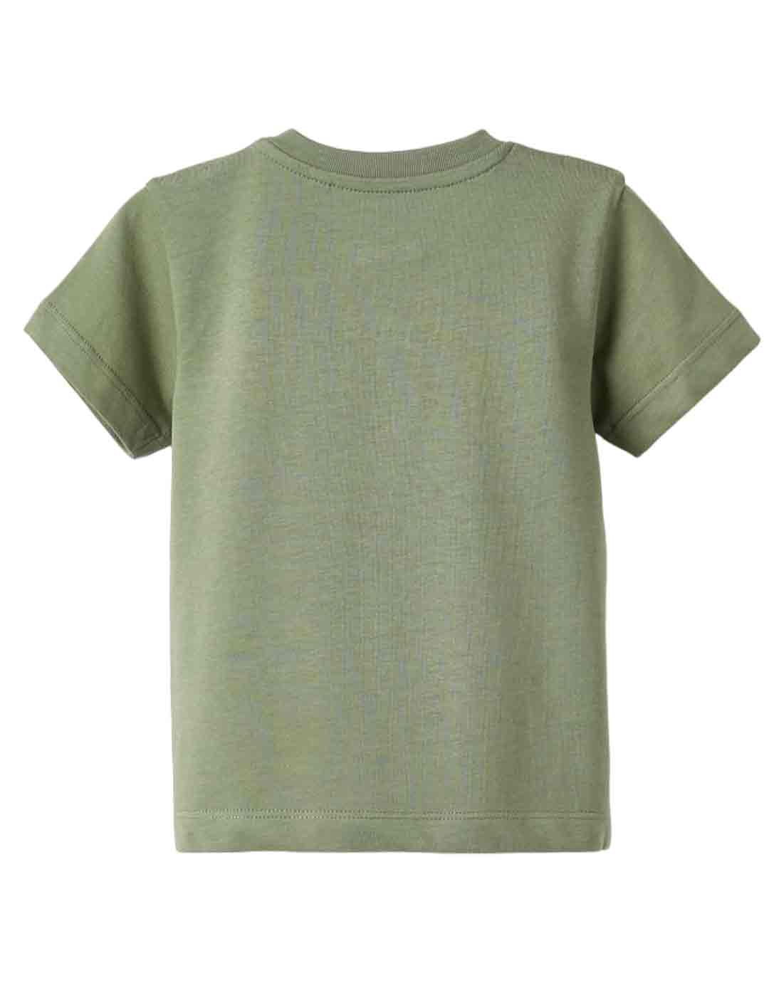 Χακί βρεφική κοντομάνικη μπλούζα Zippy με σχέδιο φύλλο