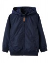  Παιδικό αντιανεμικό μπουφάν με  αφαιρούμενη κουκούλα για αγόρι, μπλε, Slim Fit, 100% πολυεστέρας.
