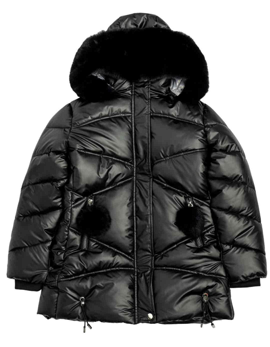 Παιδικό μπουφάν για κορίτσι parka , μαύρο, Regular Fit, 100% πολυεστέρας.