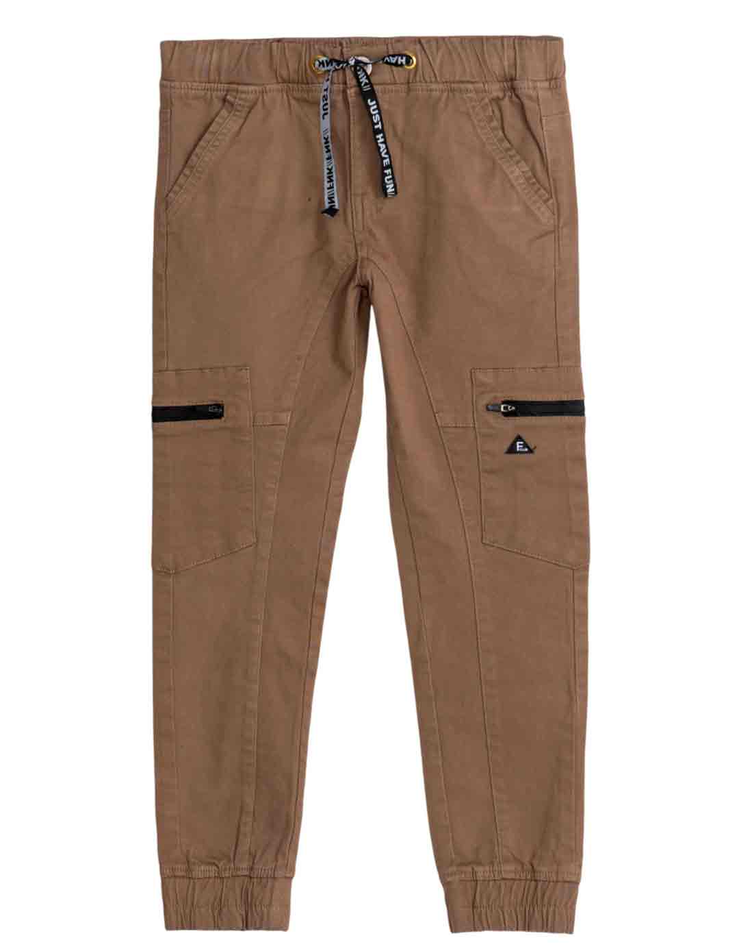 Παιδικό παντελόνι cargo για αγόρι καφέ, Regular Fit, 98% βαμβάκι, 2% ελαστίνη.