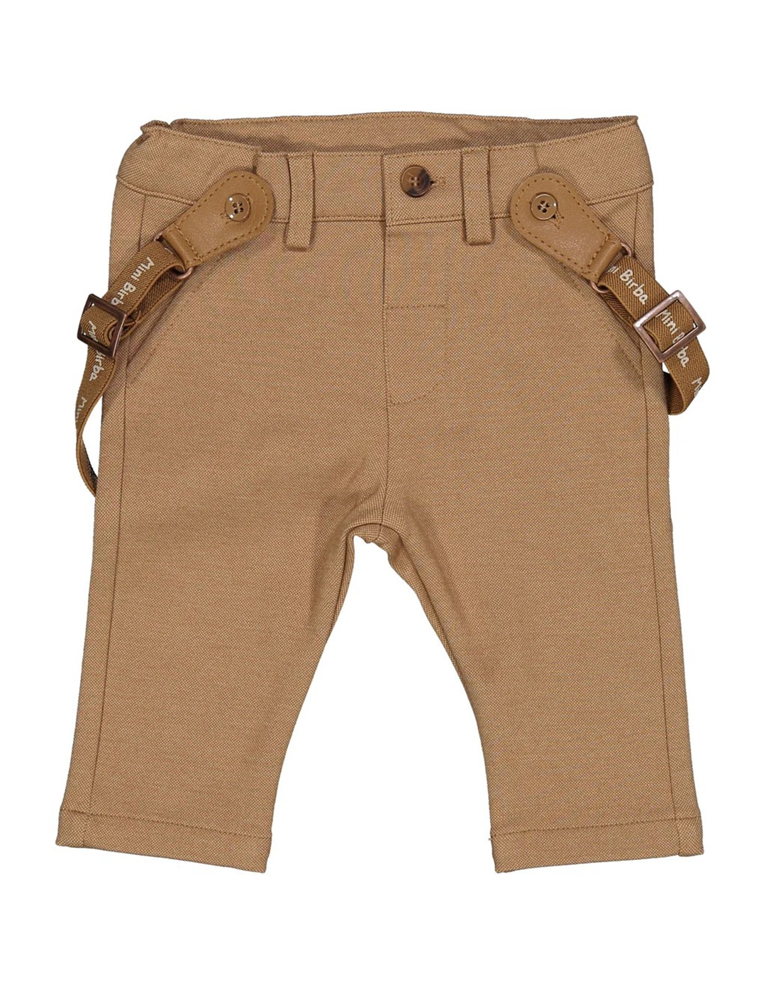 Παιδικό παντελόνι για βρεφικό αγόρι με τιράντες, ταμπά, Regular Fit, 74% cotton, 24% pol, 2% elas.