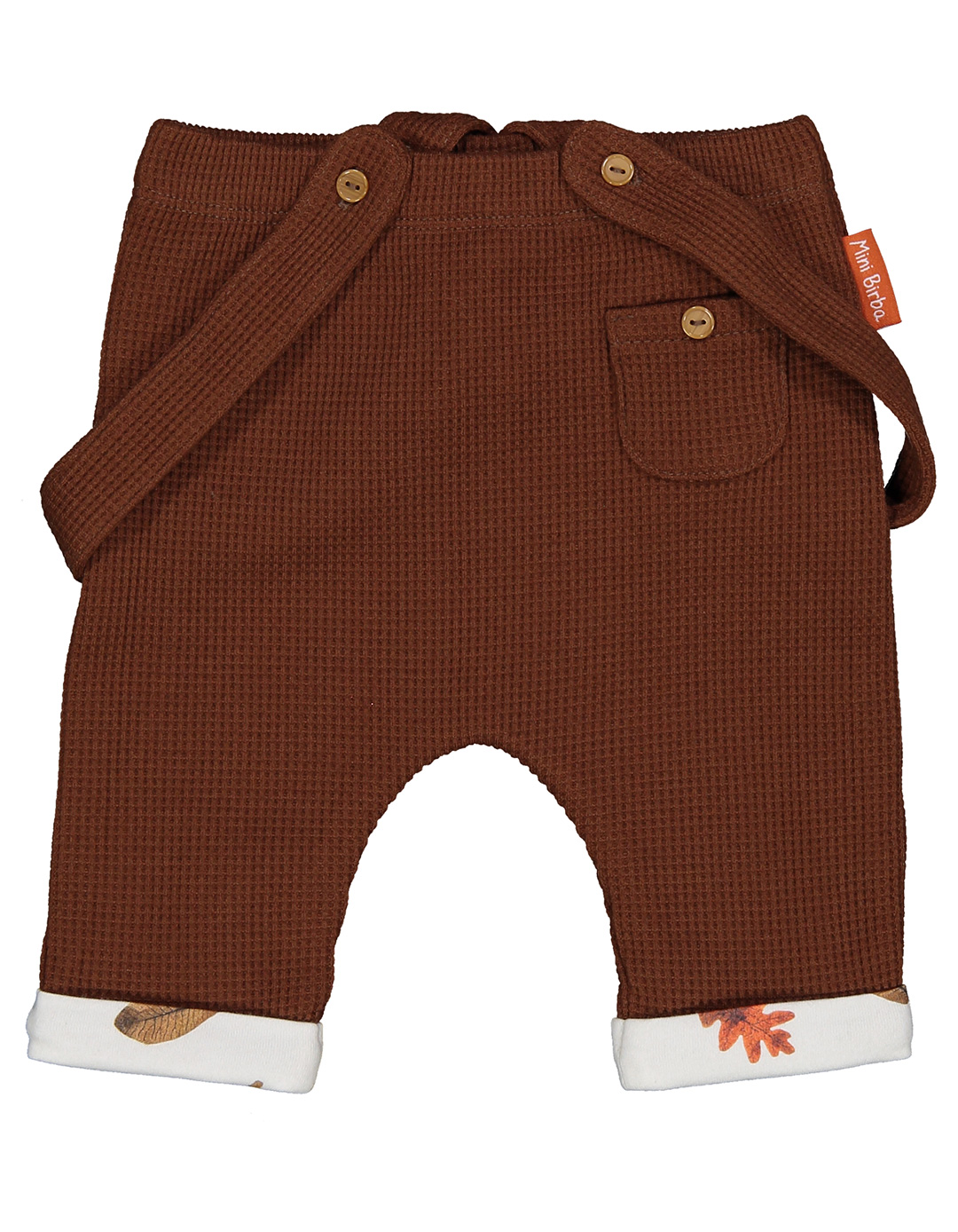 Παιδικό βρεφικό παντελόνι με τιράντες για αγόρι, καφέ,Regular Fit, 65% pol 35% cotton.