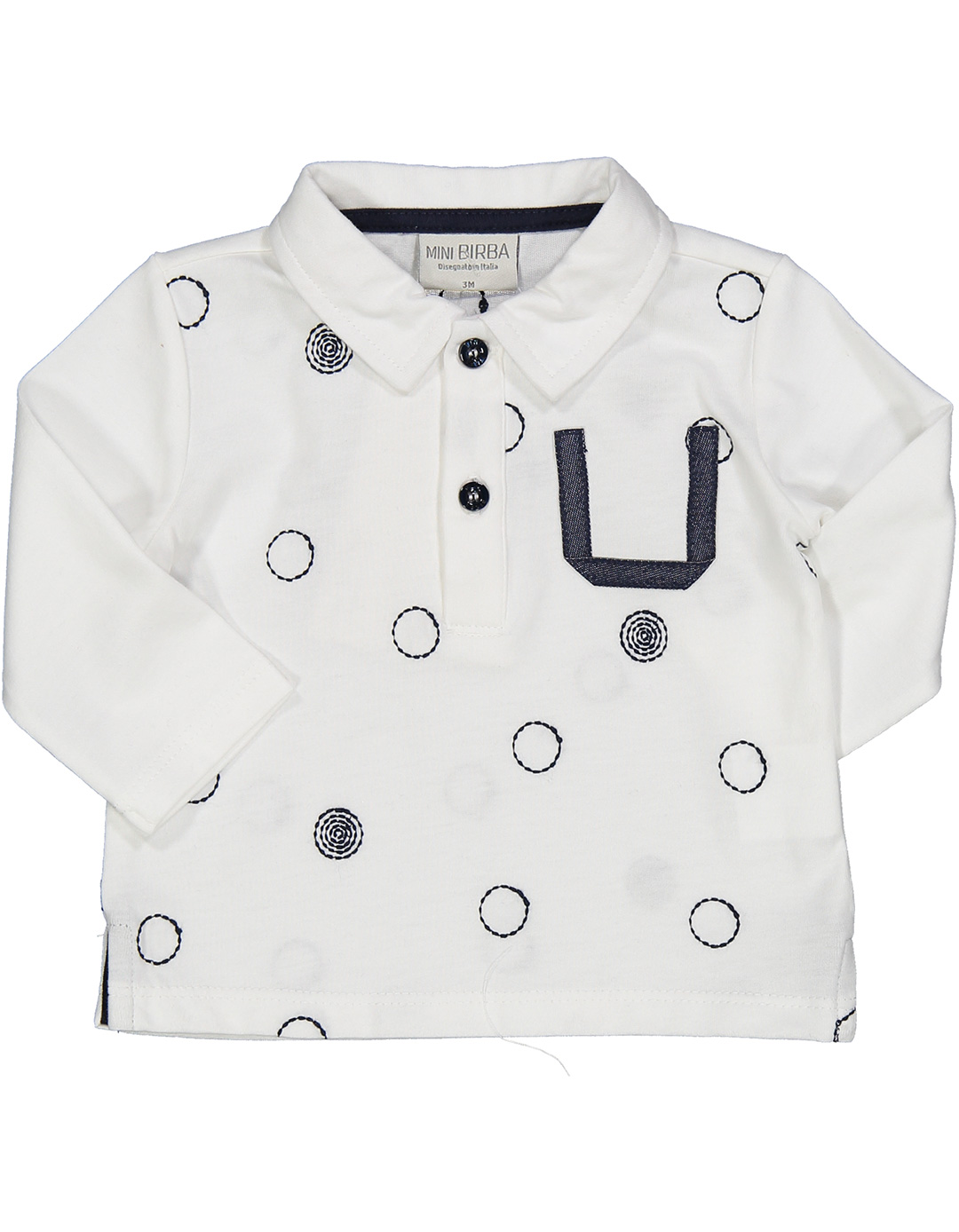 Παιδική μακρυμάνικη μπλούζα με γιακά για βρεφικο αγόρι, λευκή , Regular Fit, 100% βαμβάκι.