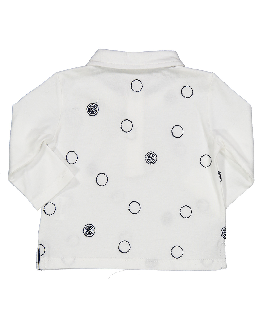 Παιδική μακρυμάνικη μπλούζα με γιακά για βρεφικο αγόρι, λευκή , Regular Fit, 100% βαμβάκι.