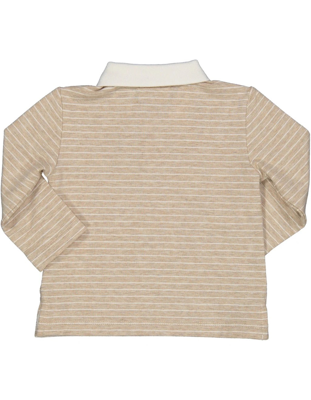 Εκρού ριγέ μακρυμάνικη μπλούζα polo Birba για αγόρι