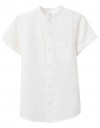 Πουκάμισο αγοριών λευκό με Mao γιακά και κοντό μανίκι slim fit.