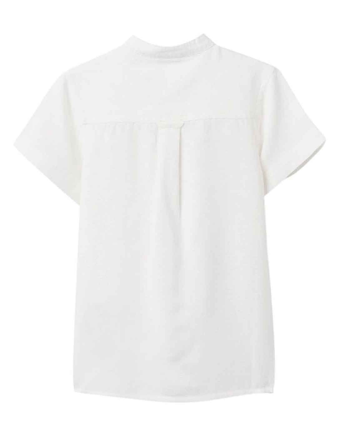 Πουκάμισο αγοριών λευκό με Mao γιακά και κοντό μανίκι slim fit.