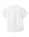 Παιδικό κοντομάνικο πουκάμισο λινό, slim fit, λευκό, 50% βισκόζη 41% βαμβάκι 9% λινό.