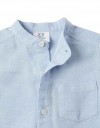 Βρεφικό Πουκάμισο για αγόρι λινό με γιακά μάο σιέλ – slim fit
