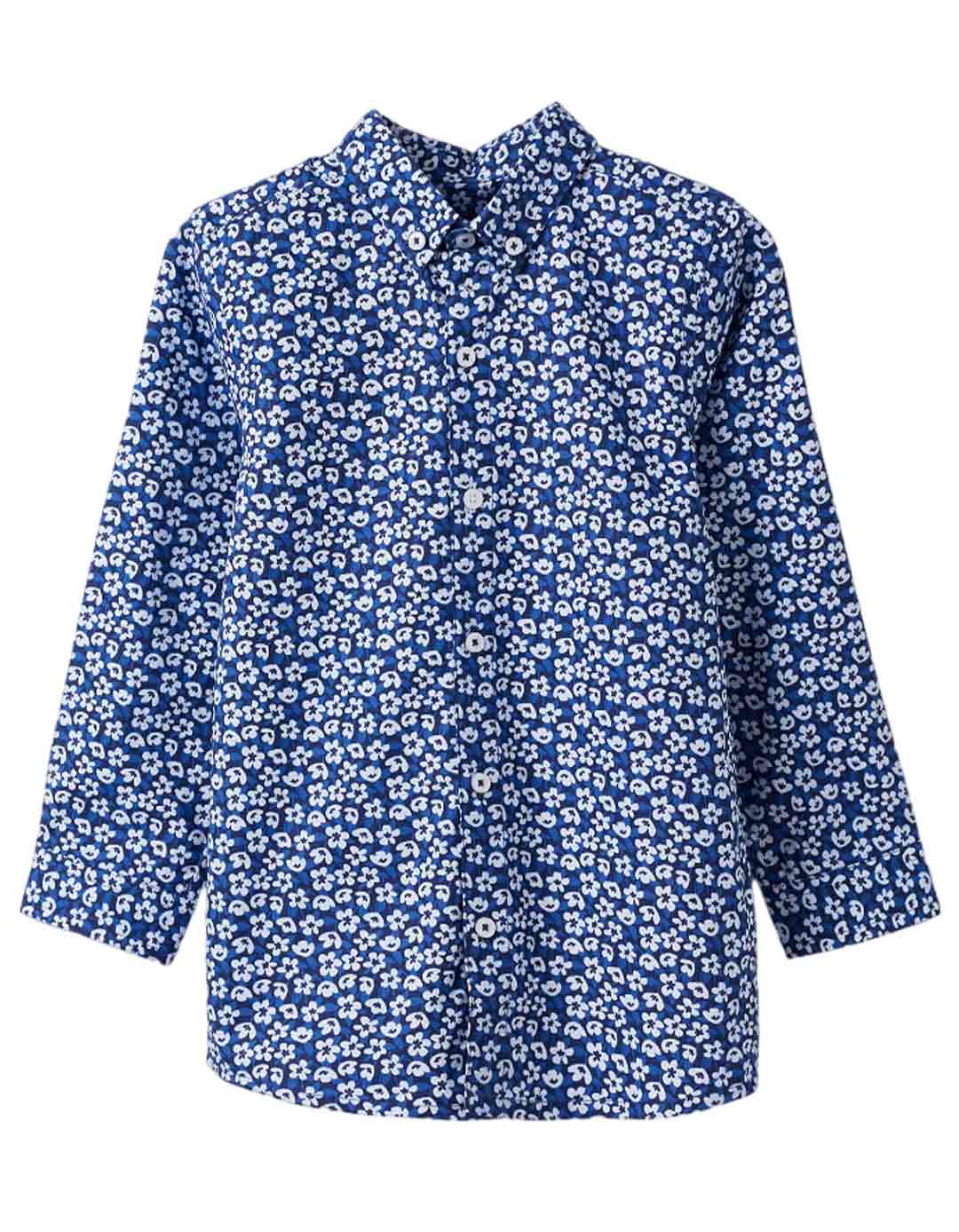 Παιδικό μακρυμάνικο πουκάμισο για αγόρι, μπλε, Slim Fit, 100% βαμβάκι.