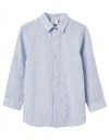 Παιδικό μακρυμάνικο πουκάμισο ριγέ για αγόρι, μπλε, Slim Fit, 73% βαμβάκι, 27% λινό.