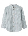 Παιδικό μακρυμάνικο πουκάμισο για αγόρι, λευκό-γκρι, Slim Fit, 100% βαμβάκι. Παιδικό μακρυμάνικο πουκάμισο για αγόρι, λευκό-γκρι, Slim Fit, 100% βαμβάκι.