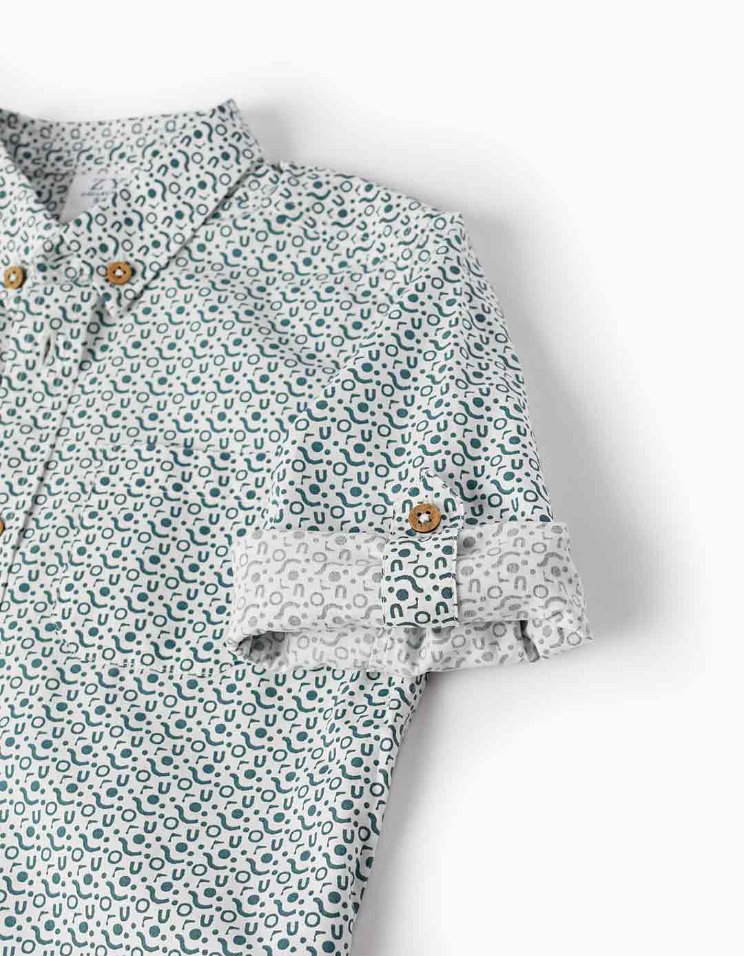 Παιδικό μακρυμάνικο πουκάμισο για αγόρι, λευκό-γκρι, Slim Fit, 100% βαμβάκι. Παιδικό μακρυμάνικο πουκάμισο για αγόρι, λευκό-γκρι, Slim Fit, 100% βαμβάκι.