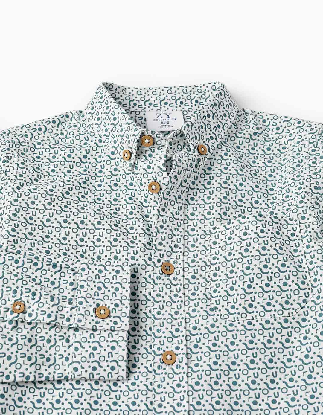 Παιδικό μακρυμάνικο πουκάμισο για αγόρι, λευκό-γκρι, Slim Fit, 100% βαμβάκι. Παιδικό μακρυμάνικο πουκάμισο για αγόρι, λευκό-γκρι, Slim Fit, 100% βαμβάκι.