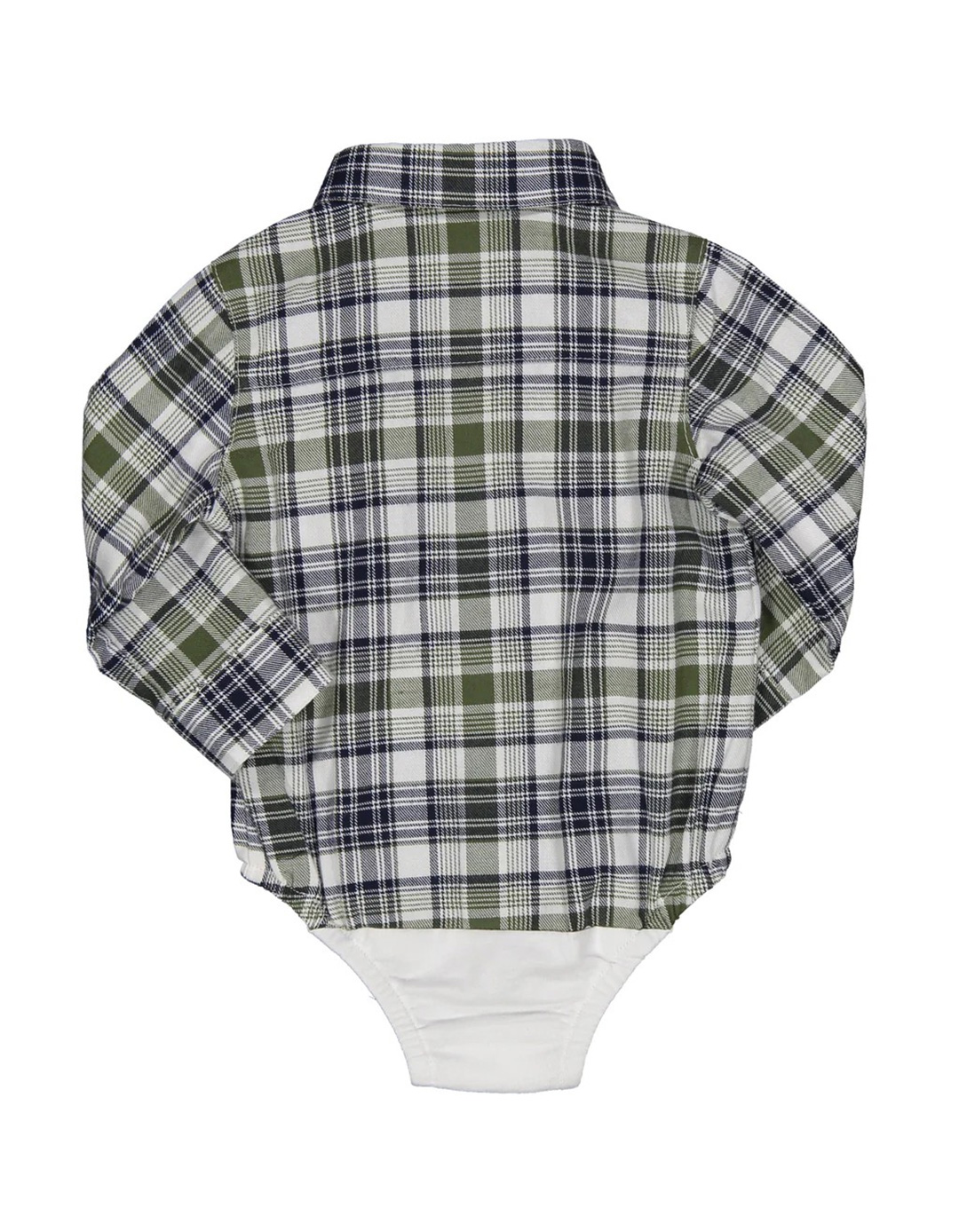 Παιδικό πουκάμισο-κορμάκι Birba καρό λευκό-πράσινο