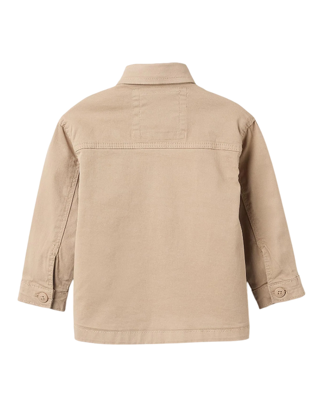 Παιδικό πουκάμισο overshirt για αγόρι με κουμπιά και τσέπες, μπεζ, Slim Fit, 100% βαμβάκι.