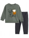 Βρεφικό σετ φόρμα ανθρακί χακί με αρκουδάκι για αγόρι